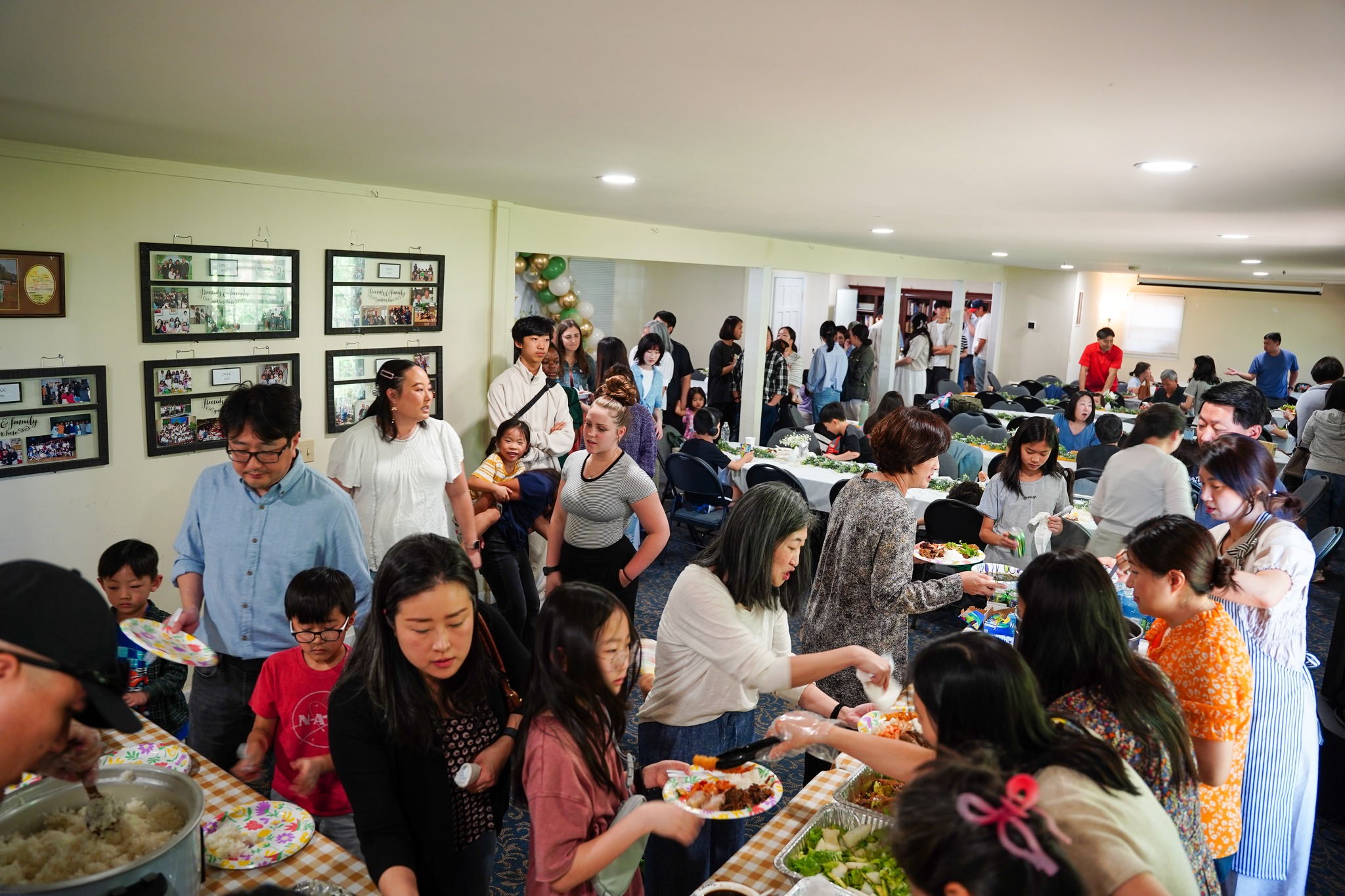 The church family sharing fellowship lunch after worship